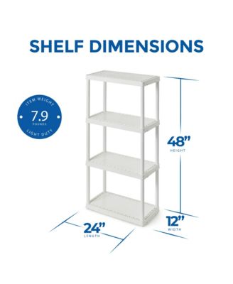 4 Shelf Fixed Height Solid Light Duty Home Storage Unit, White