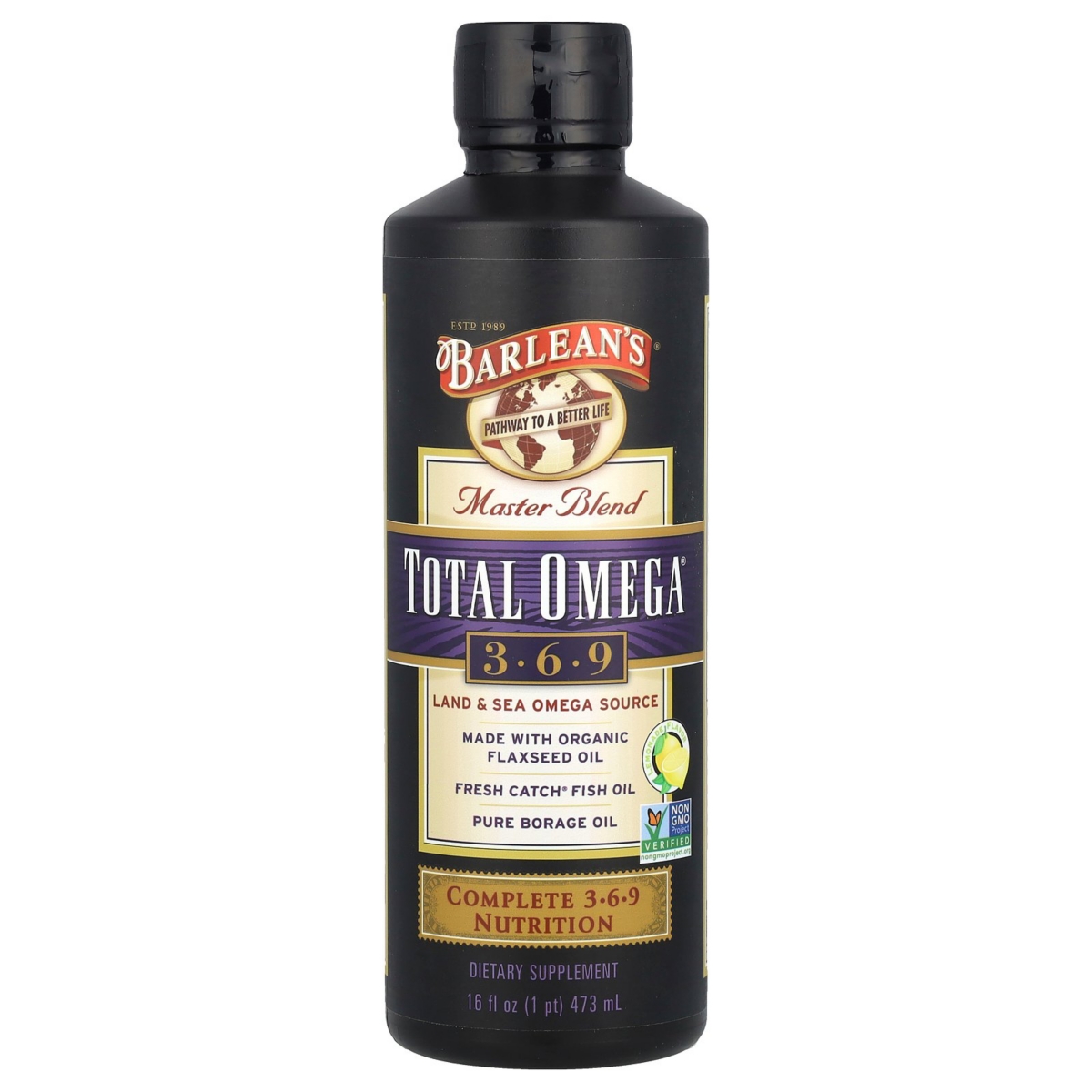 Barlean's Master Blend Total Omega Supplement 3 6 9 Lemonade - 16 fl (473 ml)