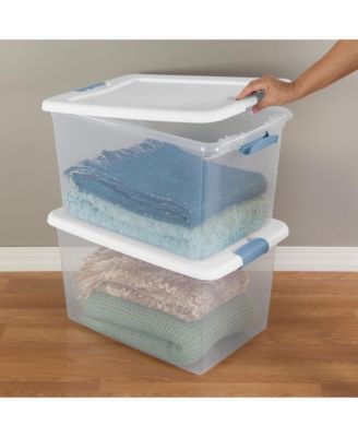 Sterilite 64 Qt Clear Plastic Stackable Storage Bin w/ White Latch Lid, 24 Pack