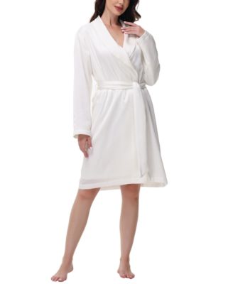 Madision Park Women's Gift Packed Satin Shell Fleece Lined Robe