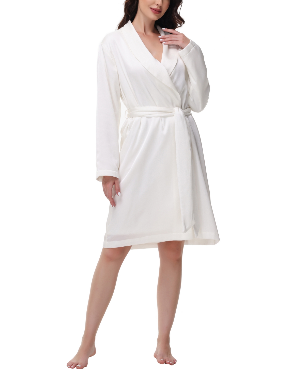 Madison Park Madision Park Women's Gift Packed Satin Shell Fleece Lined Robe