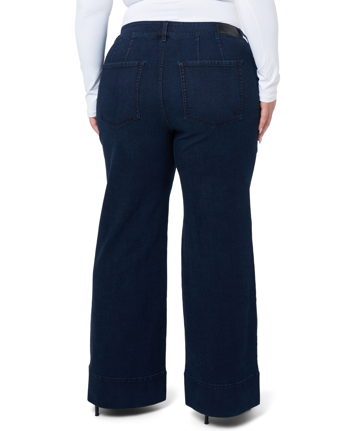 Seven7 Plus Size Pintuck High Rise Wide Leg Jeans