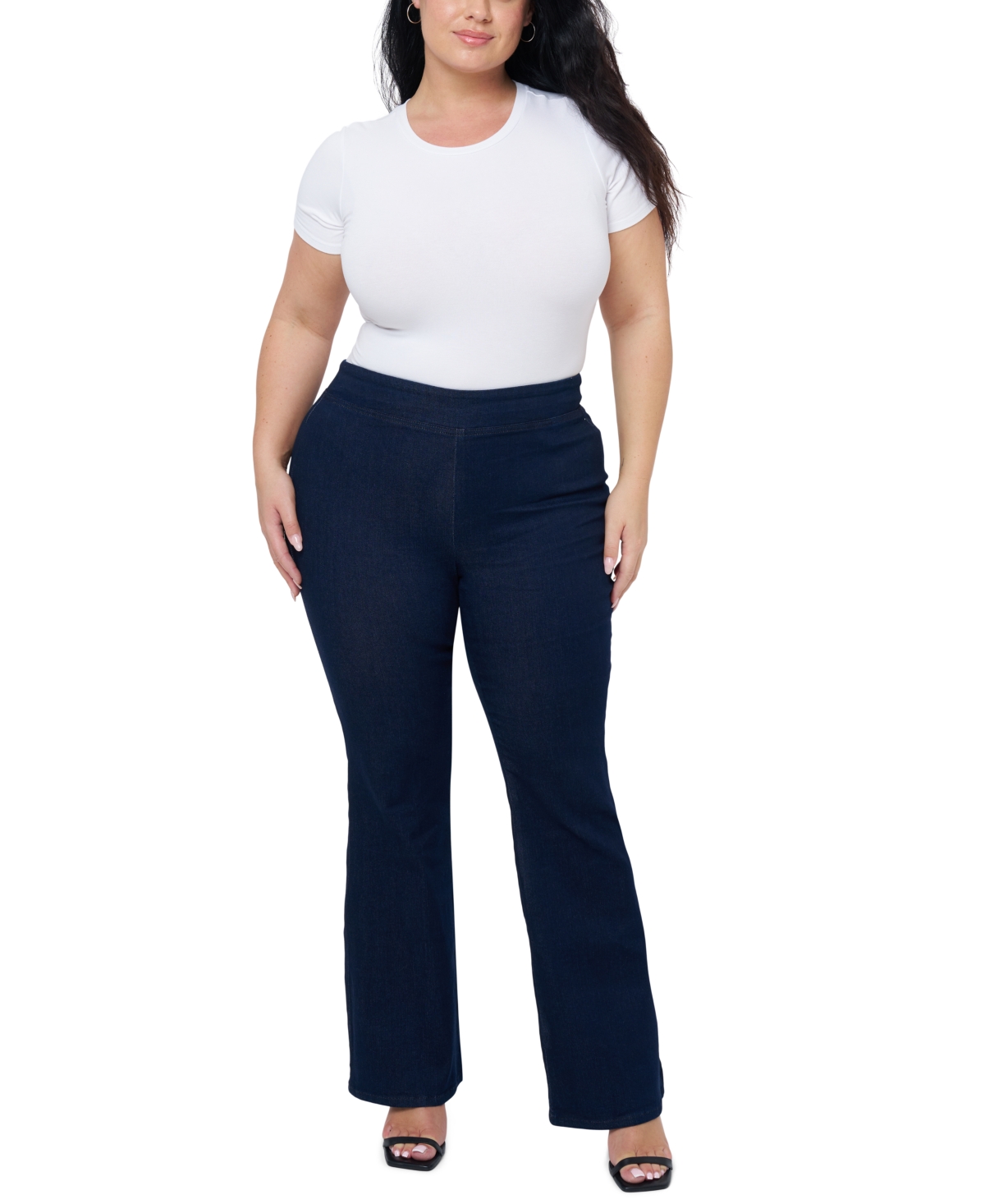 Seven7 Plus Size Flare High Rise Pull On Jeans In Portobello