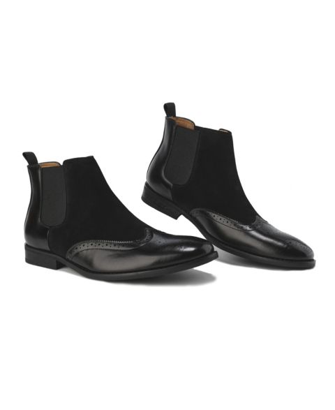 Мужские ботинки Gino Vitale Wingtip Brogue Two-Tone Chelsea, цвет: Чёрный