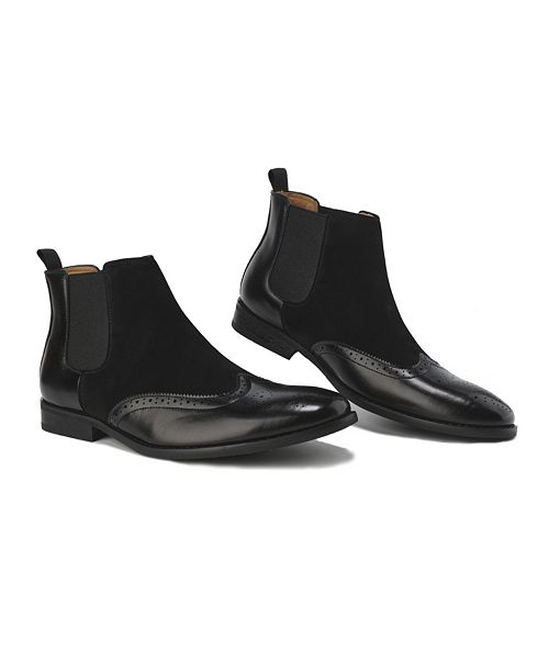 alfani Gino Vitale Men's Wingtip Brogue Two-Tone Chelsea Boots Men's Shoes