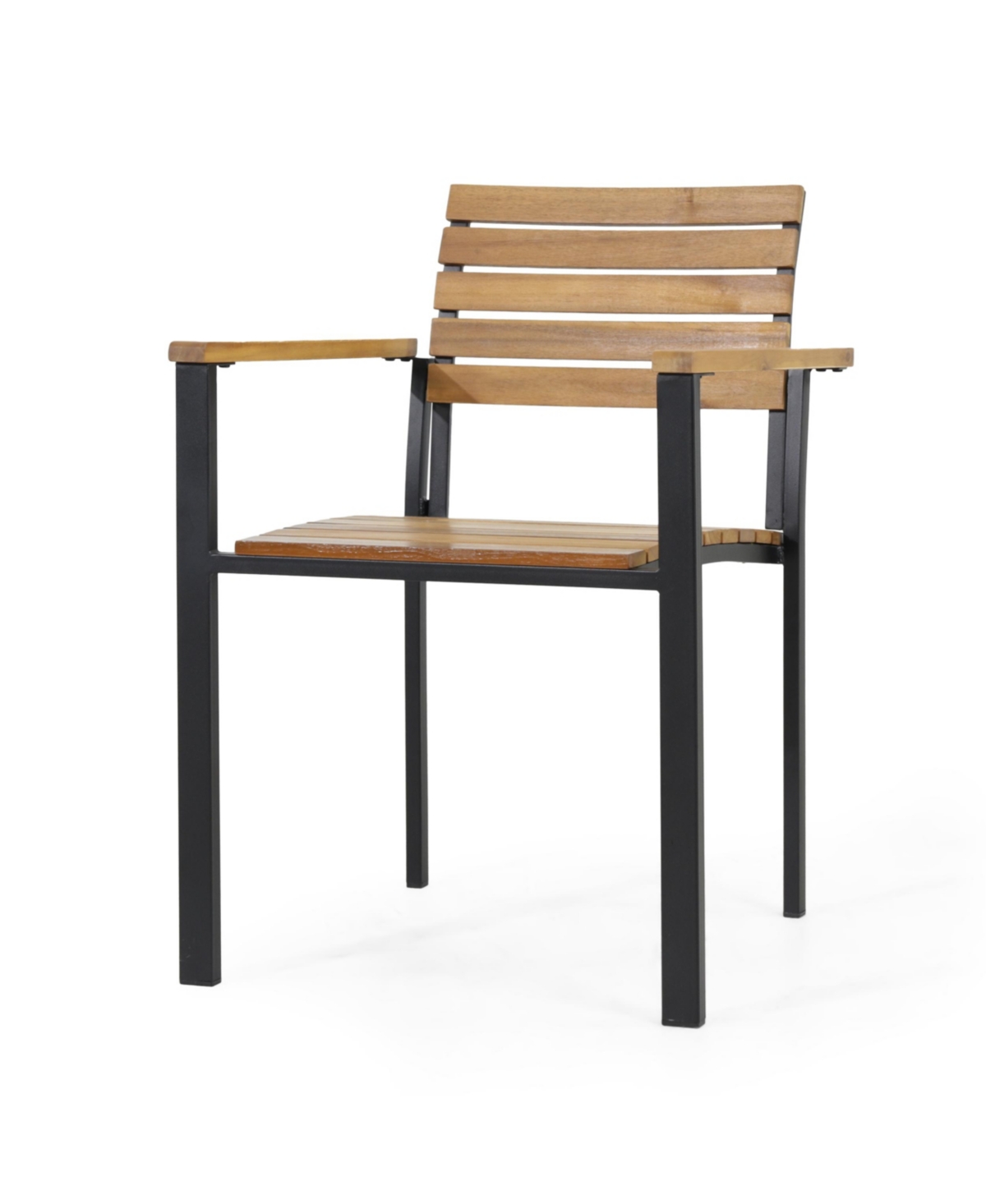 Streamdale Furniture Laris Wood And Metal Outdoor Dining Chair Set: Modern Industrial Style For Elevated Outdoor Dining - Teak+ black