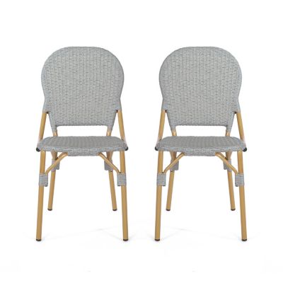 Bamboo Rattan Bistro Chairs (Set of 2)