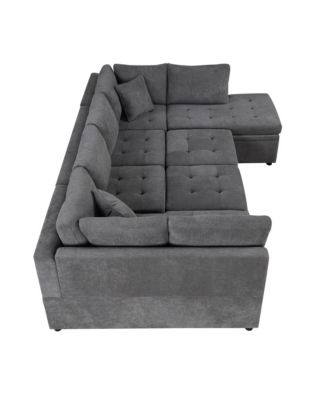 117" Oversized U-Sofa Couch Bed with Pillows