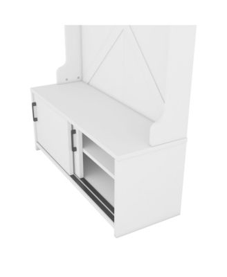 Streamdale Stylish Hall Tree with Storage Bench, Coat Hooks, and Sliding Doors