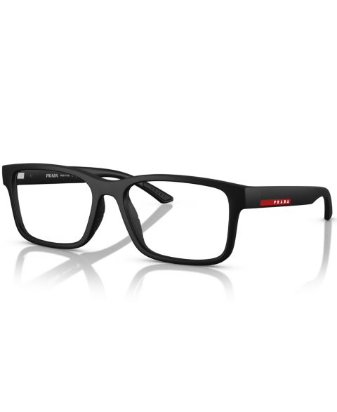 Мужские очки PRADA LINEA ROSSA Man Rectangle Plastic PS 01RV Eyeglasses, цвет: Чёрный каучуковый