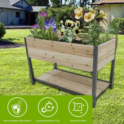 Streamdale 45" Iron-Wood Raised Garden Beds w/ Storage