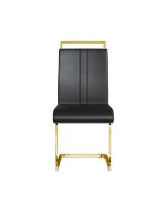 Modern Faux Leather Dining Chairs with Golden Metal Legs (Set of 4)