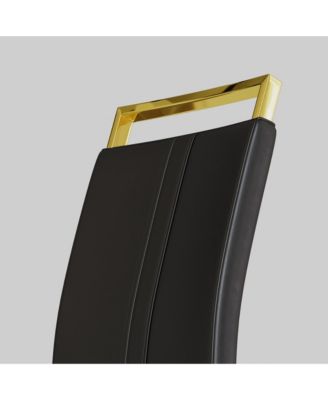 Modern Faux Leather Dining Chairs with Golden Metal Legs (Set of 4)