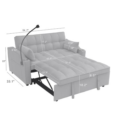 Modern Velvet 3-in-1 Loveseat Sofa with Pullout Bed