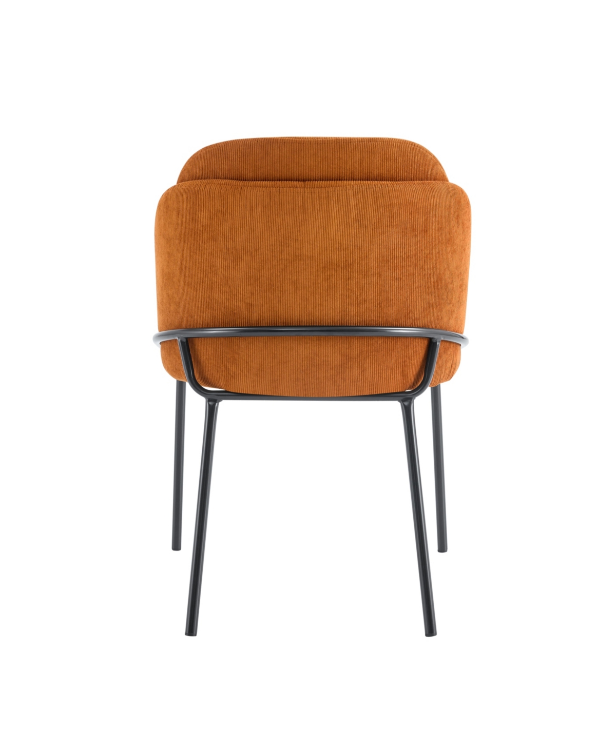 Simplie Fun Modern Dining Chairs Set of 2 with Curved High Back, Brown Fabric Seats, Black Iron Legs