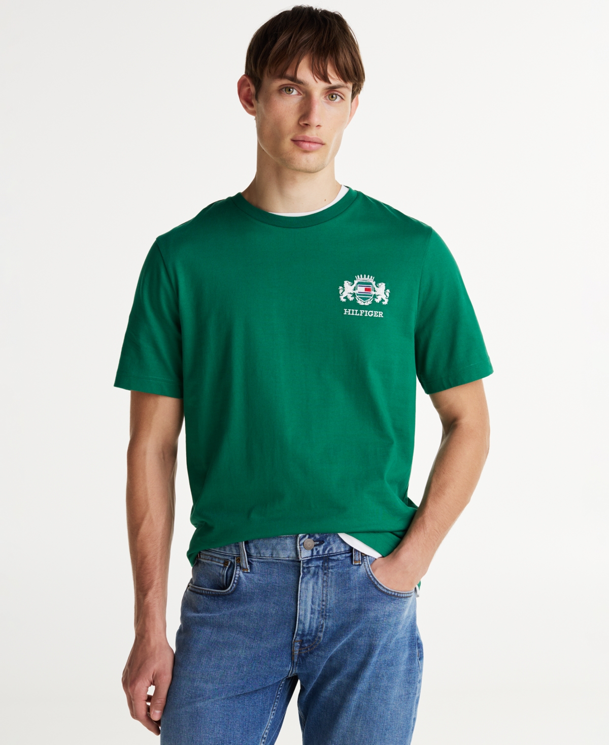 Men's Big & Tall Embroidered Hilfiger Crest T-Shirt - Nouveau Green