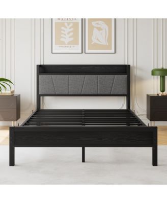 Streamdale Queen Bed Frame with Storage, Charging Station, Noise-Free