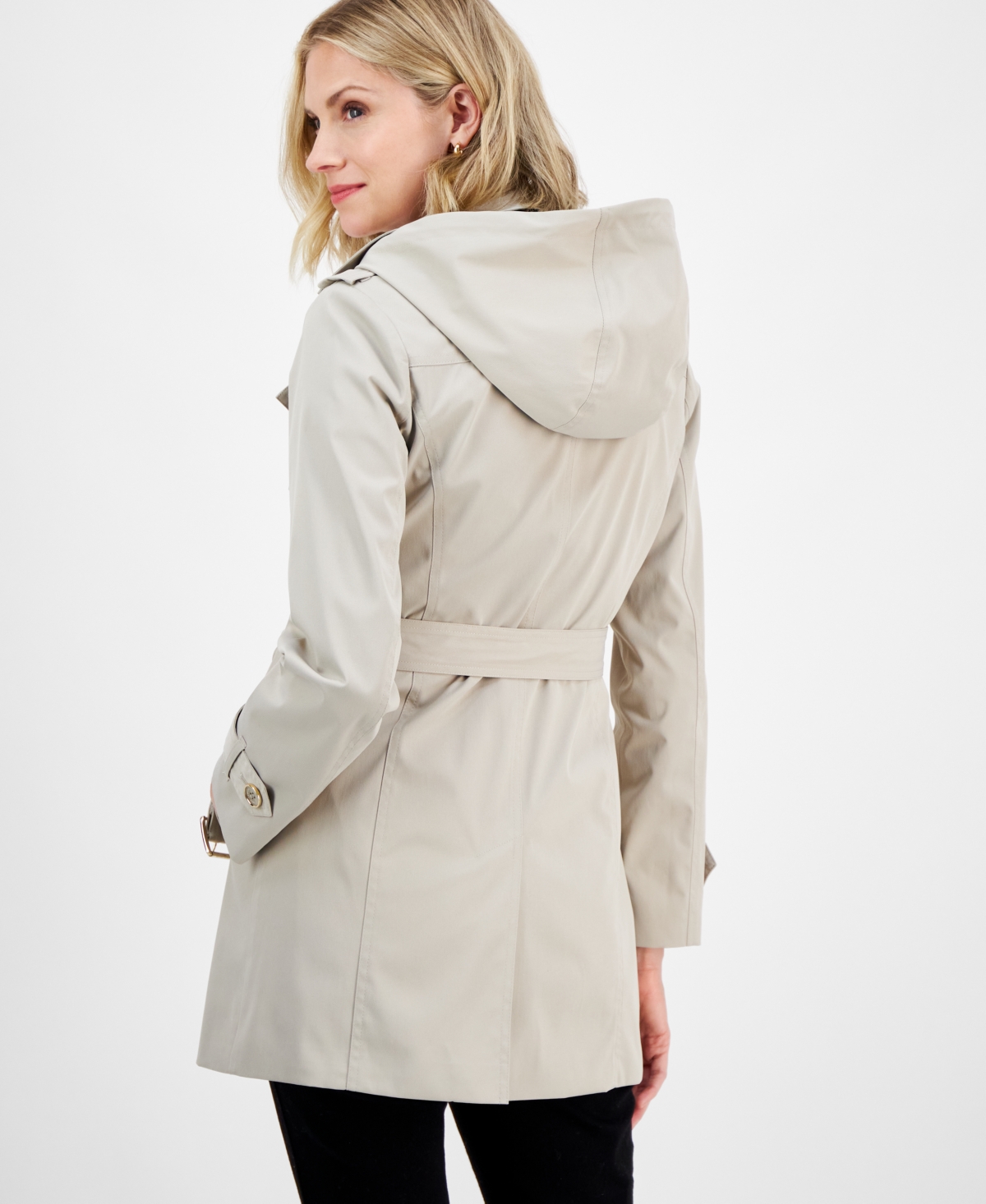 MICHAEL KORS MICHAEL MICHAEL KORS WOMEN'S DOUBLE-BREASTED BELTED HOODED COAT, EXCLUSIVELY AT MACY'S 