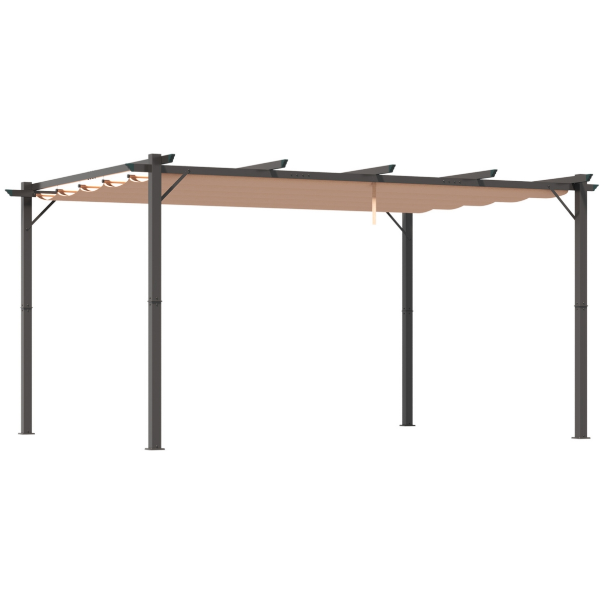 10' x 13' Aluminum Patio Pergola with Retractable Pergola Canopy, Backyard Shade Shelter for Porch, Outdoor Party, Garden, Grill Gazebo, Charcoal Gray