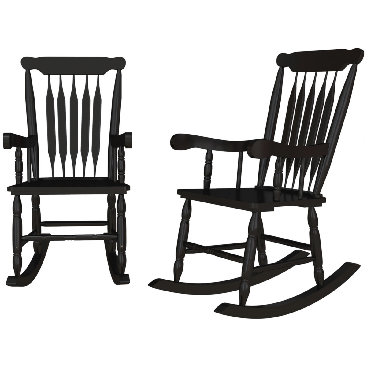 Streamdale Furniture Outdoor Wood Rocking Chairs Set of 2, 350 lbs. Porch Rockers with High Back for Garden, Patio, Balcony,- Black