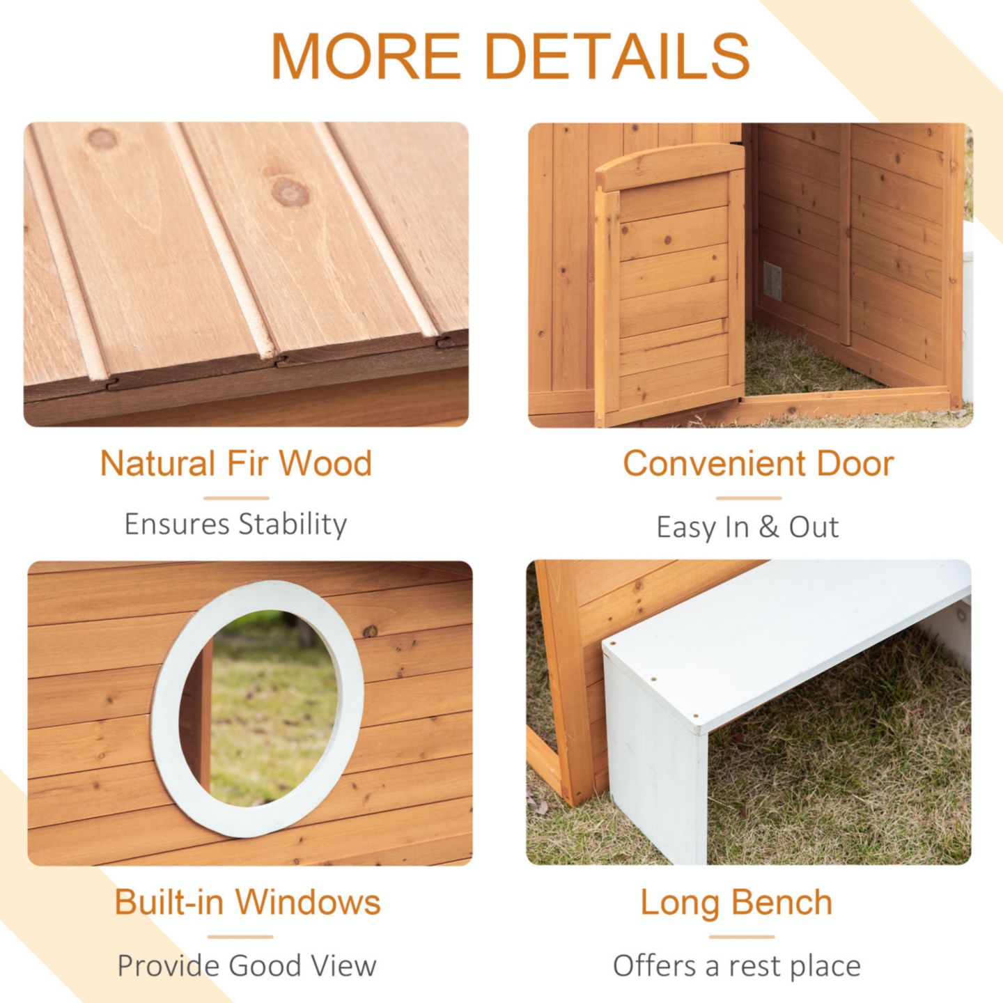 Детская игрушка Streamdale Furniture Wooden Playhouse for Kids Outdoor with Working Door, Windows, Mailbox, Bench, Flowers Pot Holder, 48" x 42.5" x 53", цвет: Жёлтый — фото 6
