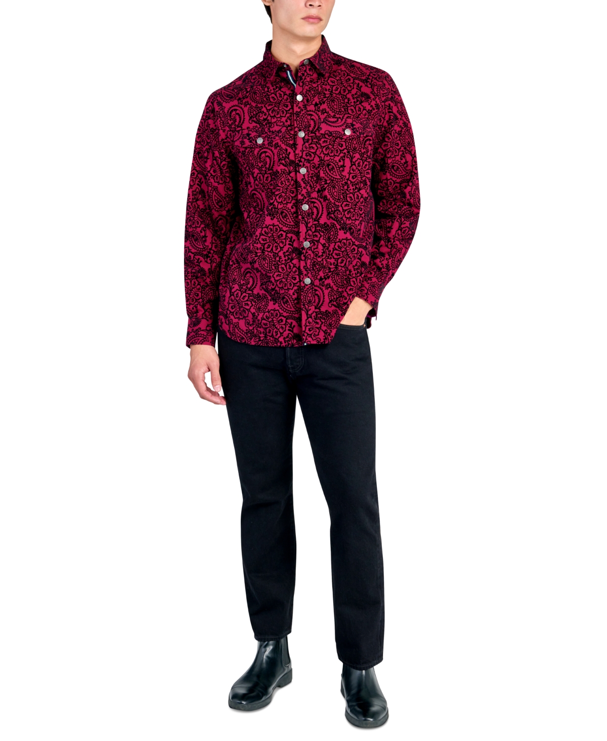 Society of Threads Men's Regular-Fit Paisley Shirt