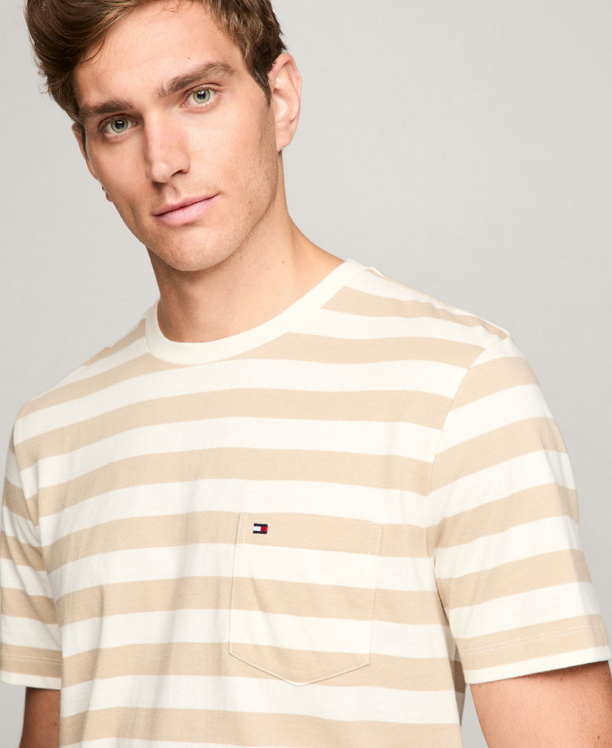 Shop Tommy Hilfiger Men's Essential Solid Pocket T-shirt In Ivory Petal,sandalwood