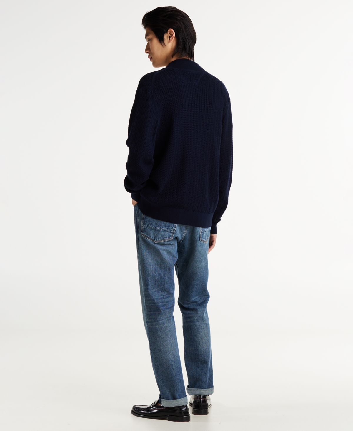 Tommy Hilfiger Men's Herringbone Knit Zip Sweater