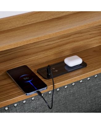 Upholstered Twin Sofa Bed with LED Lights, Storage, and Wireless Charging