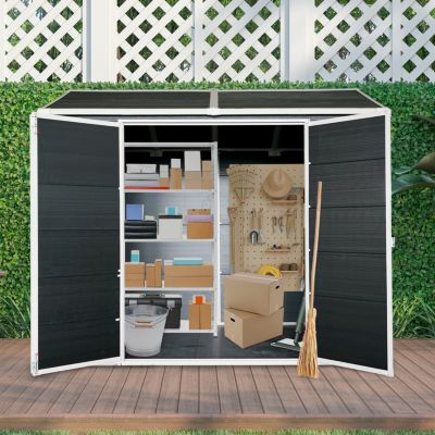 Streamdale 6x8ft Resin Outdoor Storage Shed with Two-Window and Floor