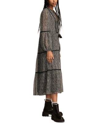 Lucky Brand Women's Printed Midi Peasant Dress - Macy's