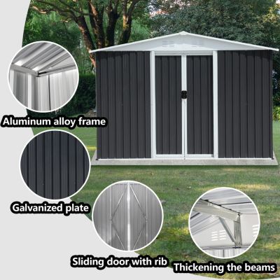 8x6ft Bike Storage Shed (Dark Grey)