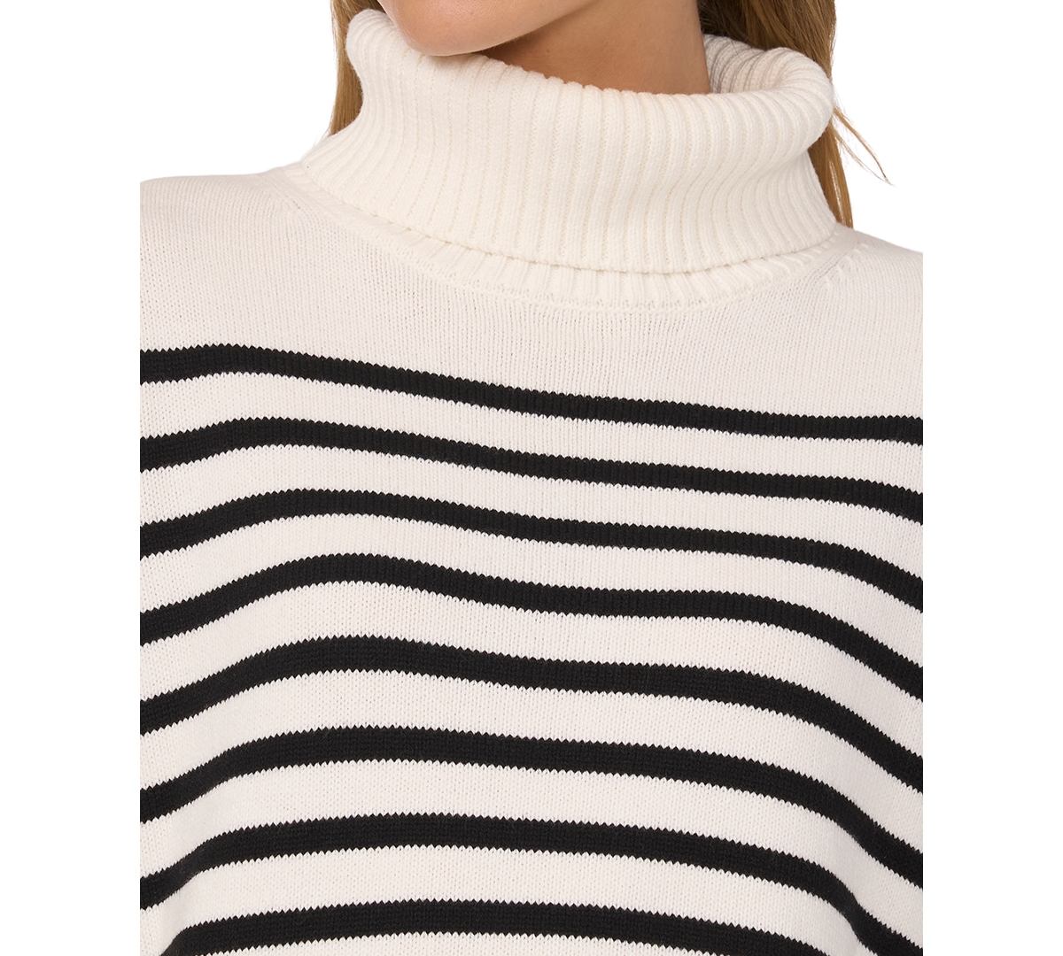 Cece Stripe Turtleneck Sweater In Antique White