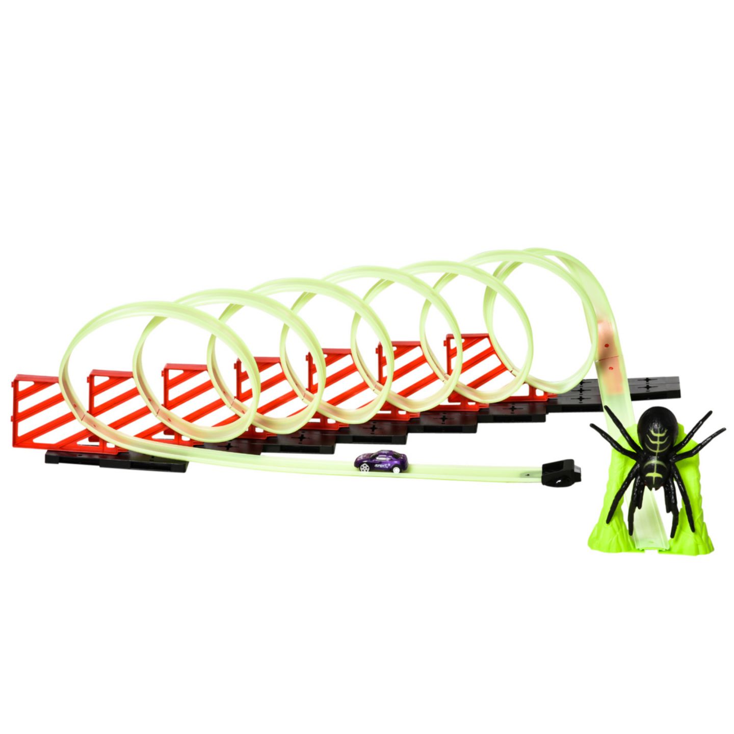 Детские конструкторы Streamdale Furniture Spider Track Builder DIY Loop Kit Glow-in-the-Dark Track with Pull-Back Car, Ages 3-6, цвет: Зелёный — фото 1