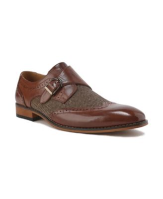 Men's Monk Strap Herringbone Dress Shoes Slip-on Loafers