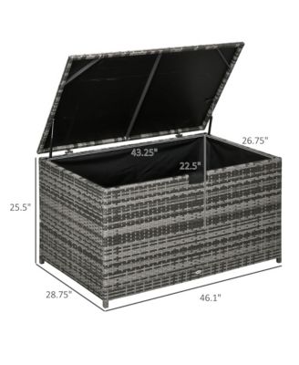 113 Gallon Deck Box, Rattan Outdoor Storage Box, Waterproof Storage Container for Indoor, Patio Furniture Cushions, Pool Supplies, Garden Tools, Dark Gray