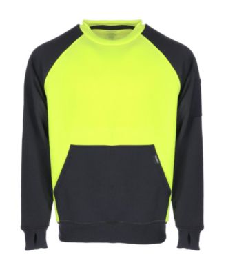 Men's Two-Tone HiVis Crewneck Sweatshirt - High Visibility Safety Pullover with Contrast Design