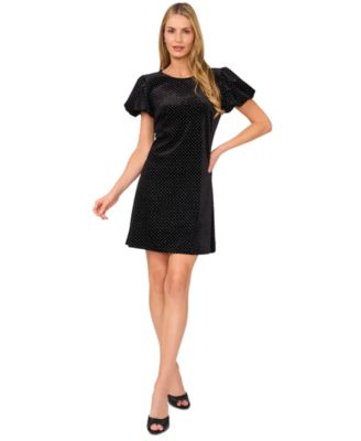 CeCe Women s Embellished Velvet Bubble Sleeve Dress Macy s