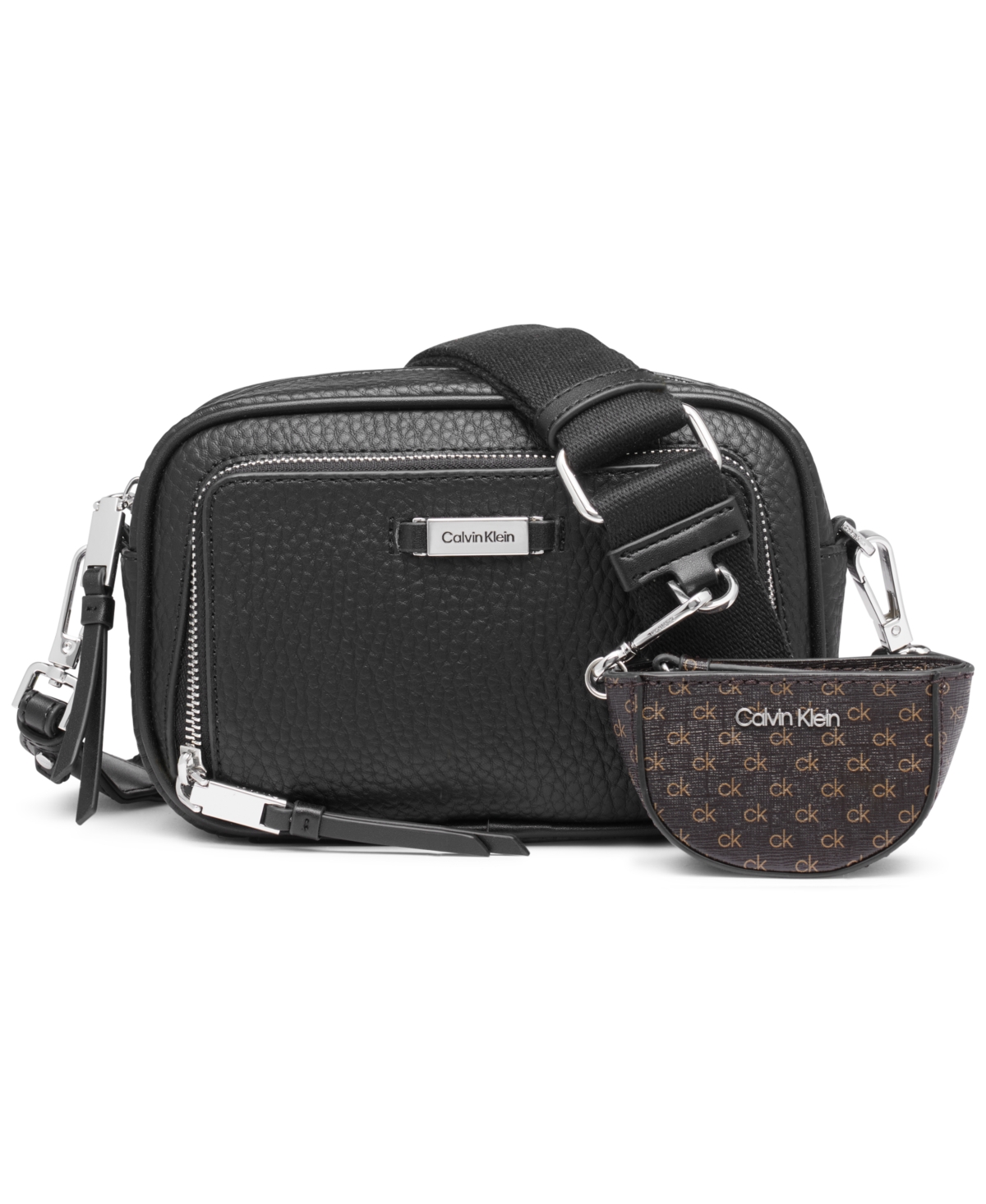 Calvin Klein Zulle Top Zipper Camera Bag With Signature Hang Off In Black