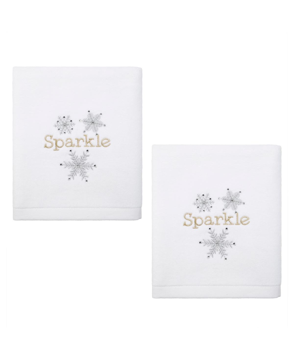 Avanti Snowflake Cotton Hand Towel Set, 28" X 16" In White