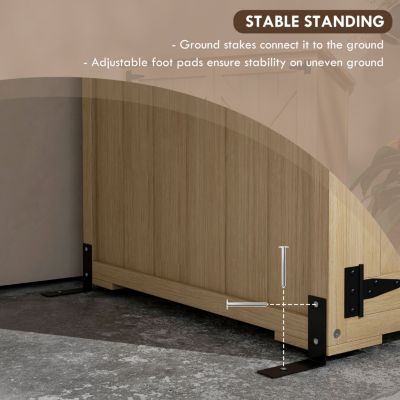 Wooden Garden Shed, Outdoor Storage Cabinet with Waterproof Asphalt Roof, Narrow Tool Shed with Shelves and Lockable Doors, Natural