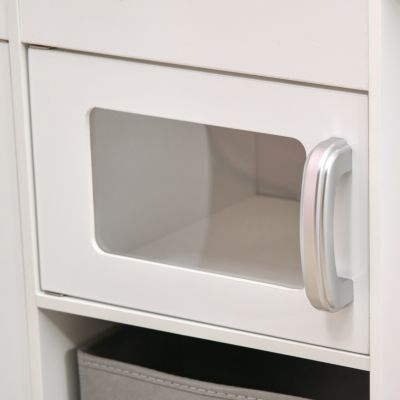 Simplie Fun Corner Play Kitchen Set with Sound Effects and Tons of Countertop Space, Large Wooden Kitchen with Washing Machine, Food Toys, Ice Maker, Kids Kitchen, Ages 3-6, White