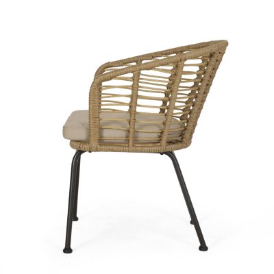 Modern Wicker Chair With Angled Legs And Water-Resistant Cushions
