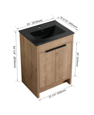 24" Freestanding Vanity with Black Ceramic Sink