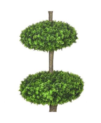 Set of 2 Artificial Boxwood Topiary Trees in Pots, 43.25" Artificial Plants Faux Trees for Home Office, Living Room Decor, Indoor & Outdoor