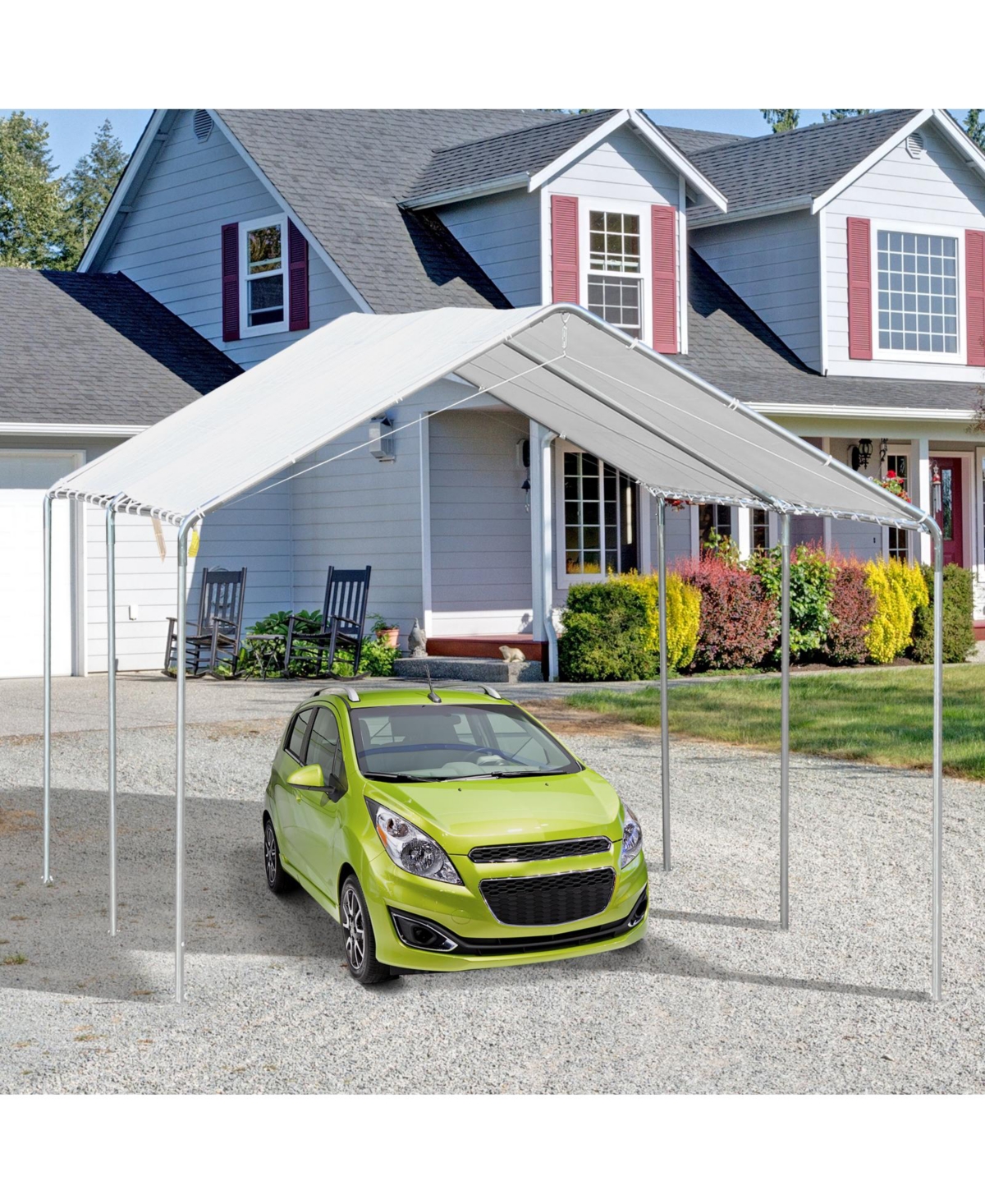 Streamdale Furniture 10'x20' Carport Heavy Duty Galvanized Car Canopy with Included Anchor Kit, 3 Reinforced Steel Cables,- White