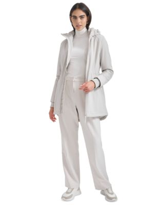 Womens Hooded Faux-Fur-Lined Anorak Raincoat