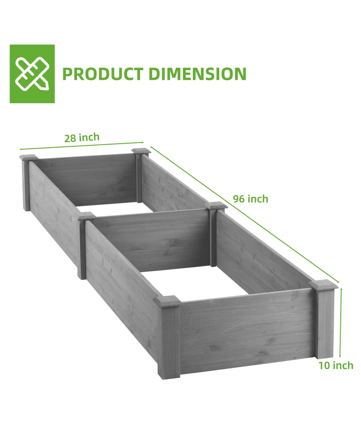 Streamdale Furniture Over Ground Raised Garden Bed 96x28x10