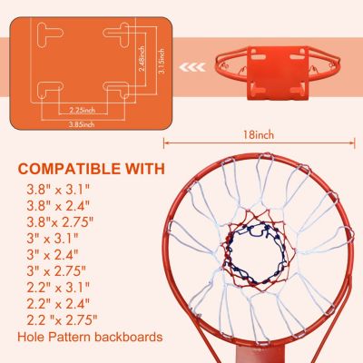 Streamdale 18" Steel Basketball Rim with Net (Easy Install)