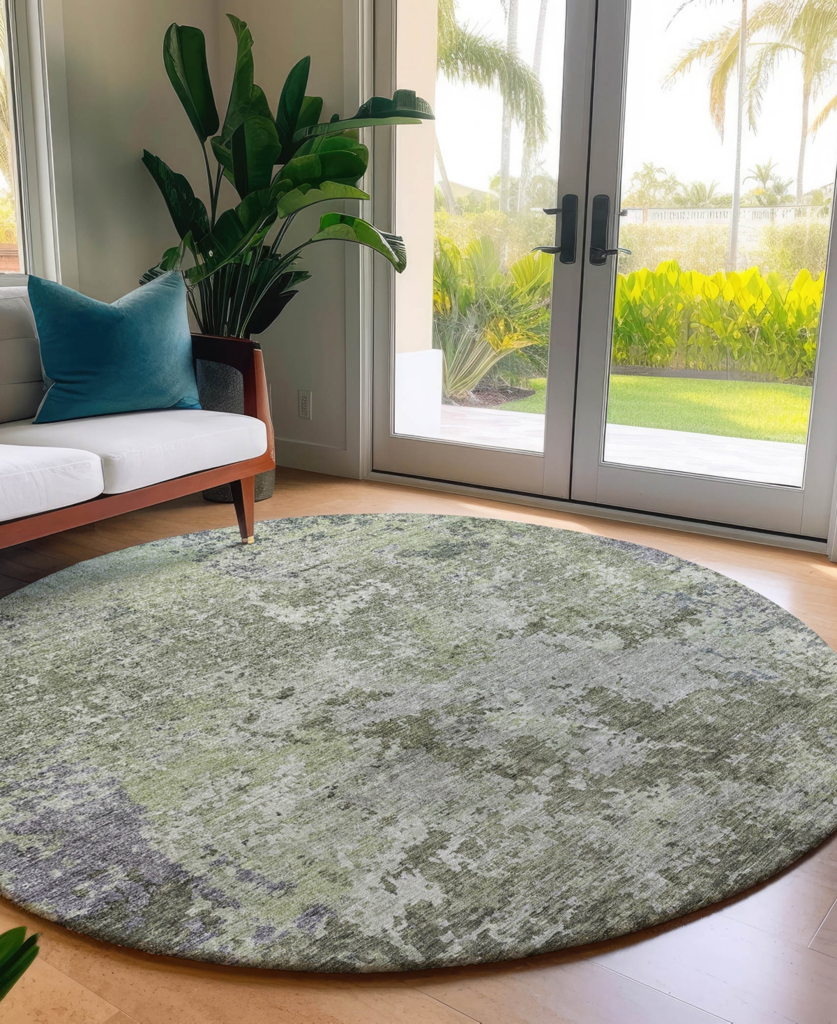 Dalyn Bresca Washable Bc6 8'x8' Round Area Rug In Green